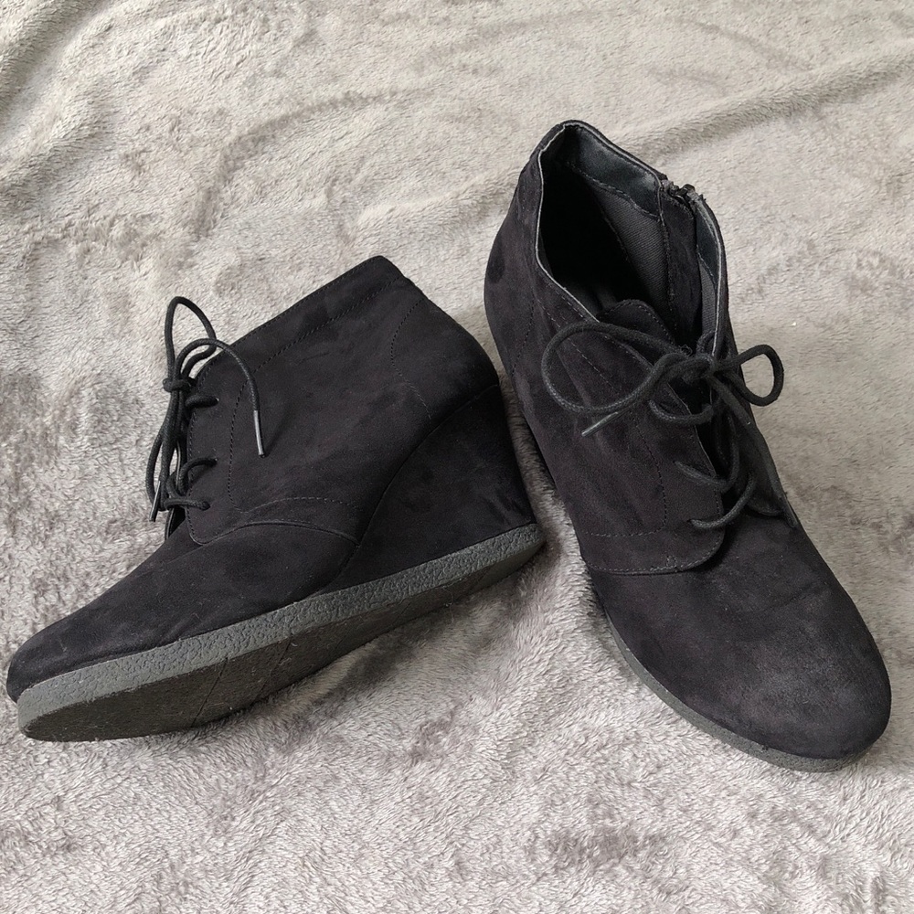 Faux Suede Wedge Heels